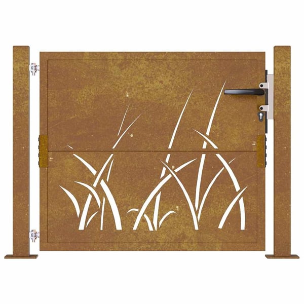 vidaXL havelåge 105x105 cm cortenstål græsdesign