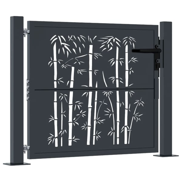 vidaXL Hageport antrasitt 105x80 cm stål bambusdesign