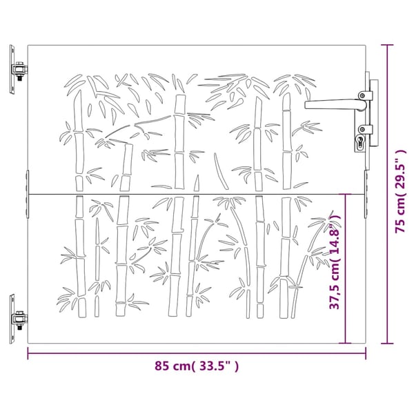 vidaXL Hageport 85x75 cm cortenstål bambusdesign