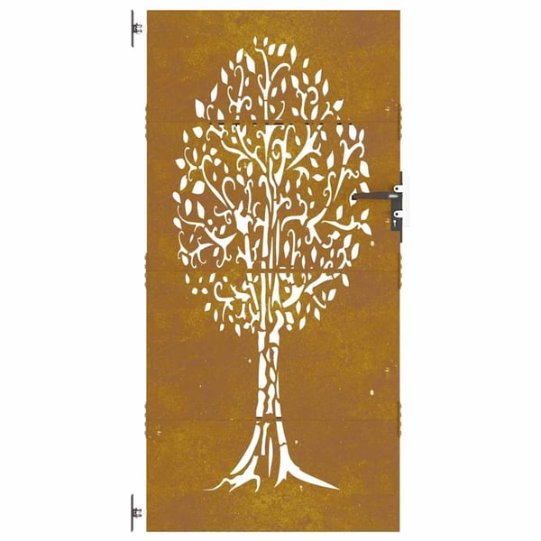 vidaXL Puutarhaportti 85x175 cm corten teräs puukuvio