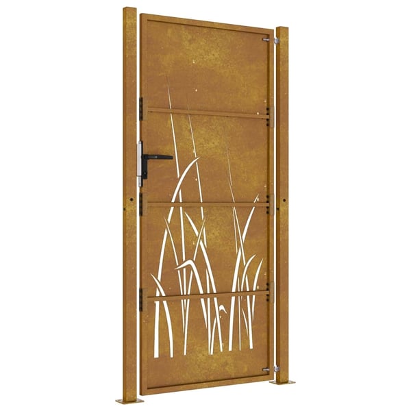 vidaXL havelåge 105x180 cm cortenstål græsdesign