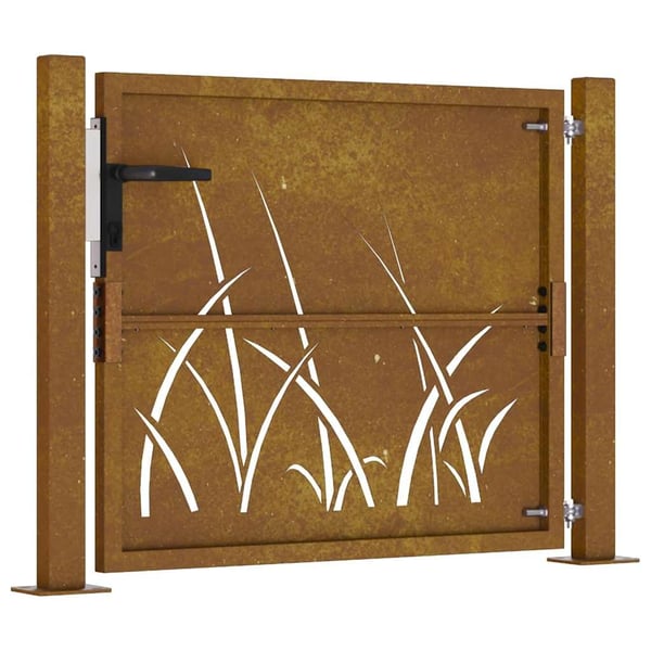 vidaXL Hageport 105x80 cm cortenstål gressdesign