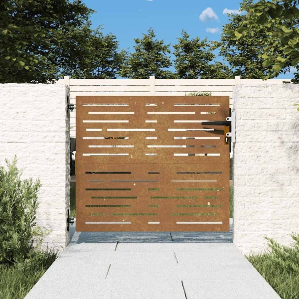 vidaXL Puutarhaportti 85x100 cm corten teräs raitakuvio