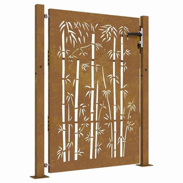 vidaXL Hageport 105x155 cm cortenstål bambusdesign