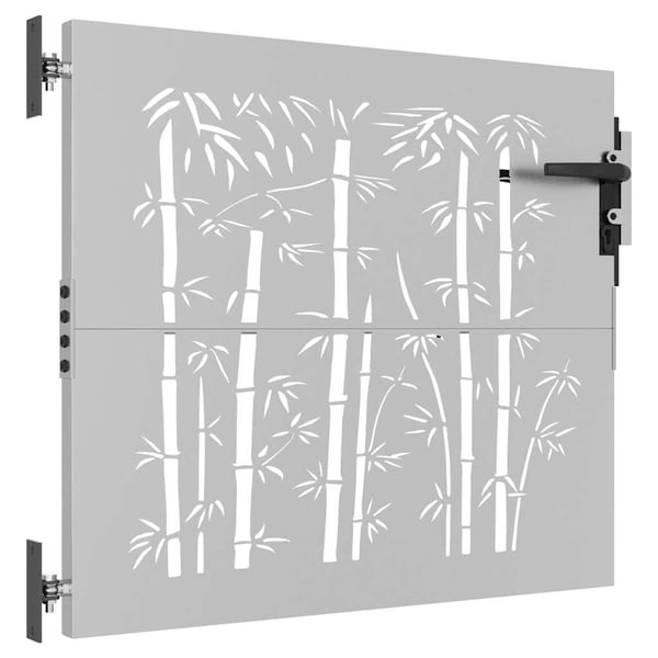 vidaXL Trädgårdsgrind 85x100 cm rosttrögt stål bambudesign