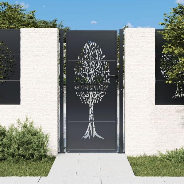 vidaXL havelåge antracit 105x205 cm ståltrædesign