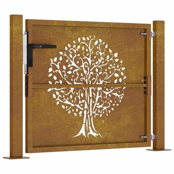 vidaXL Hageport 105x105 cm cortenstål tredesign