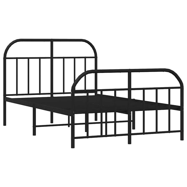 vidaXL Sengeramme i metall med hode- og fotgavl svart 120x190 cm