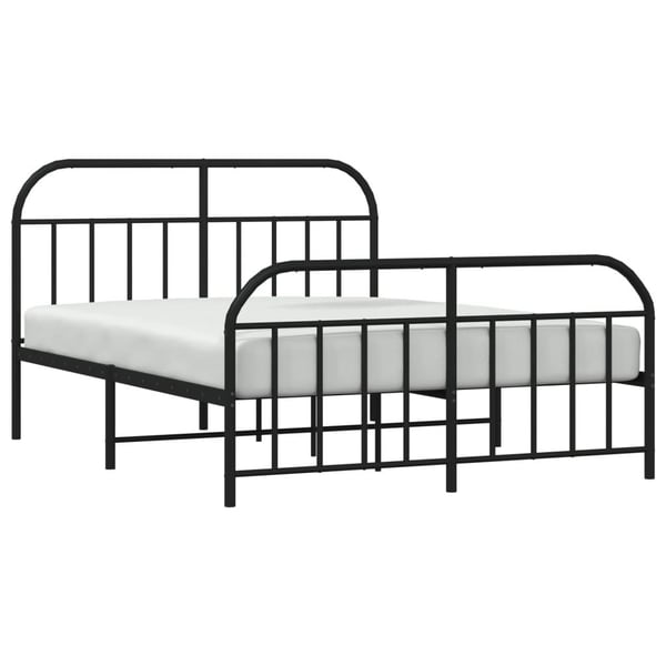 vidaXL Sengeramme i metall med hode- og fotgavl svart 135x190 cm