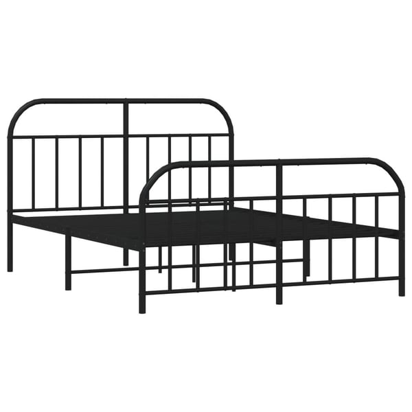 vidaXL Sengeramme i metall med hode- og fotgavl svart 135x190 cm