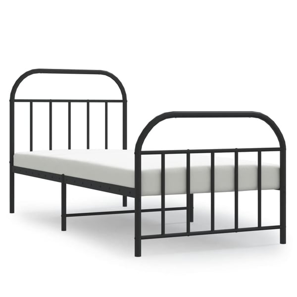 vidaXL sengeramme med sengegavl og fodgærde 90x200 cm metal sort