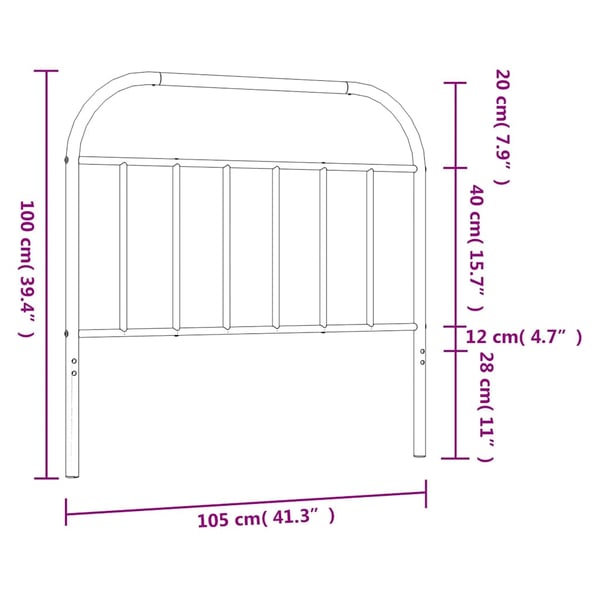 vidaXL Utskiftbar sengegavl i metall svart 100 cm