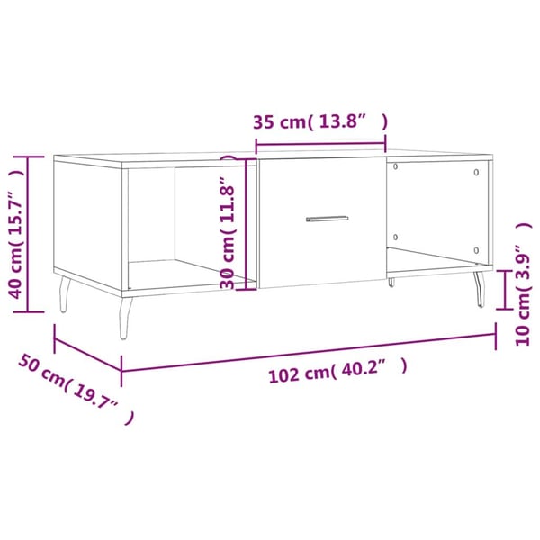 vidaXL sofabord 102x50x40 cm konstrueret træ sort
