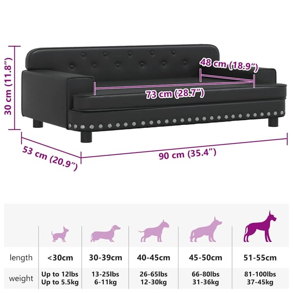 vidaXL hundeseng 90x53x30 cm kunstlæder sort