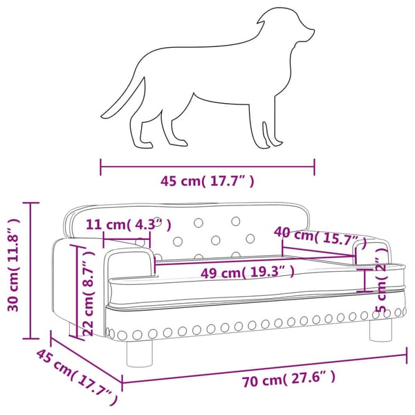 vidaXL hundeseng 70x45x30 cm kunstlæder cappuccinofarvet