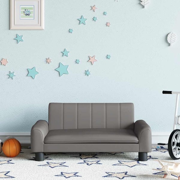 vidaXL sofa til børn 70x45x30 cm kunstlæder grå
