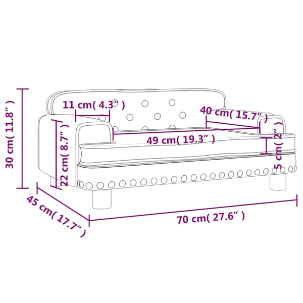 vidaXL sofa til børn 70x45x30 cm fløjl brun