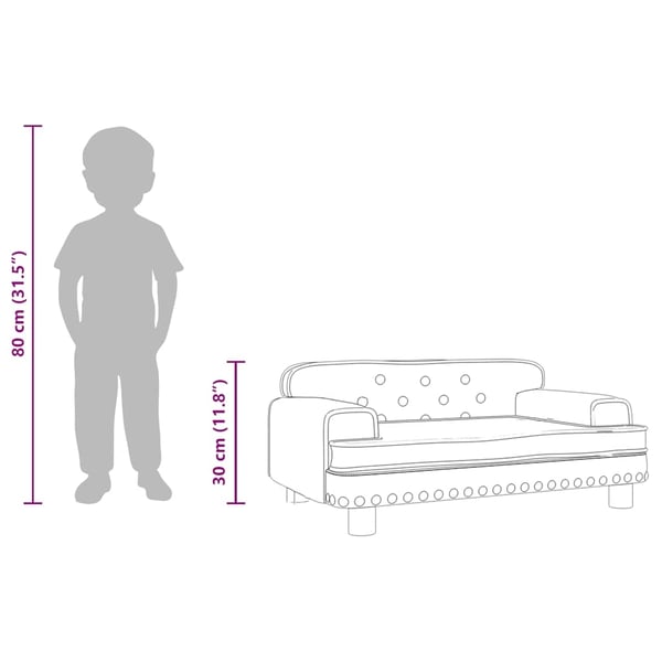 vidaXL sofa til børn 70x45x30 cm fløjl brun