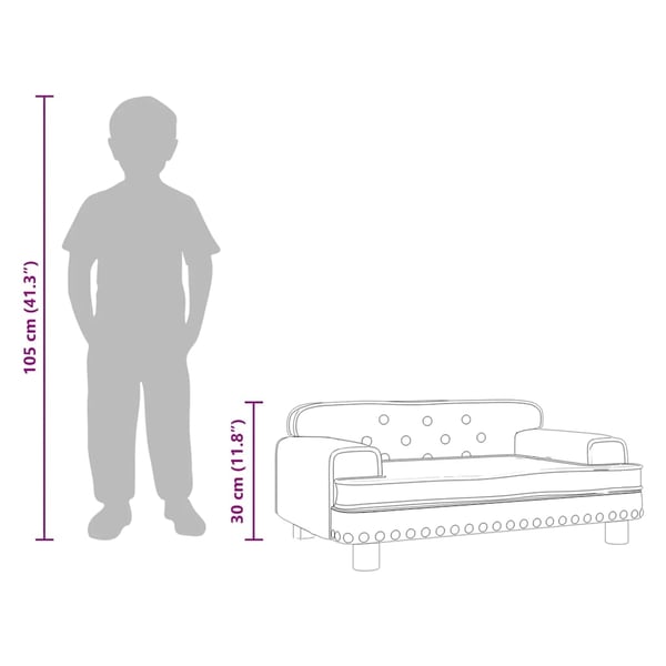 vidaXL sofa til børn 70x45x30 cm kunstlæder cremefarvet
