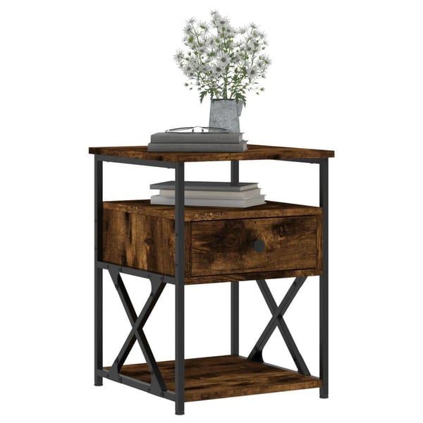 vidaXL Nattbord røkt eik 40x42x55 cm konstruert tre