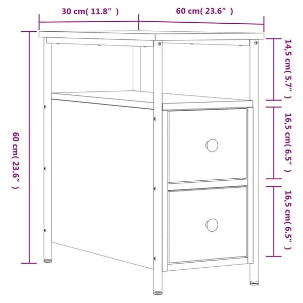 vidaXL Nattbord sonoma eik 30x60x60 cm konstruert tre