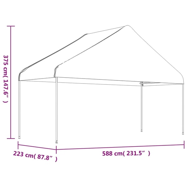 vidaXL Huvimaja katolla valkoinen 20,07x5,88x3,75 m polyeteeni