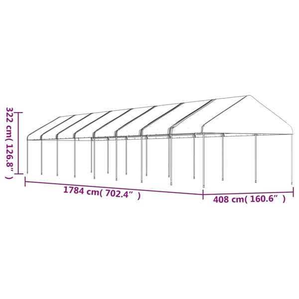 vidaXL Huvimaja katolla valkoinen 17,84x4,08x3,22 m polyeteeni