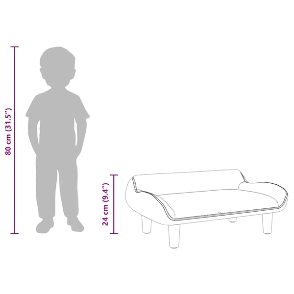 vidaXL sofa til børn 70x40x24 cm stof lysegrå