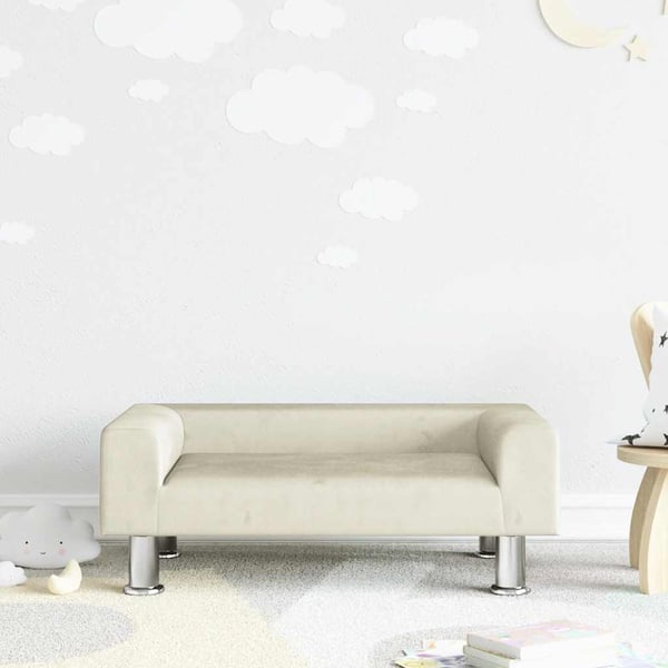 vidaXL sofa til børn 70x45x26,5 cm fløjl cremefarvet