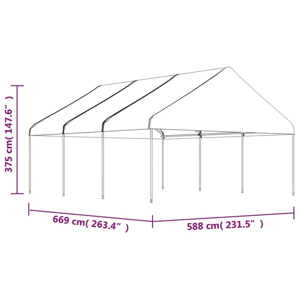 vidaXL Huvimaja katolla valkoinen 6,69x5,88x3,75 m polyeteeni