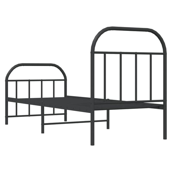 vidaXL Sengeramme i metall med hode- og fotgavl svart 75x190 cm