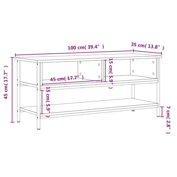 vidaXL TV-benk grå sonoma 100x35x45 cm konstruert tre