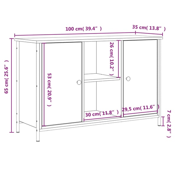 vidaXL TV-benk grå sonoma 100x35x65 cm konstruert tre