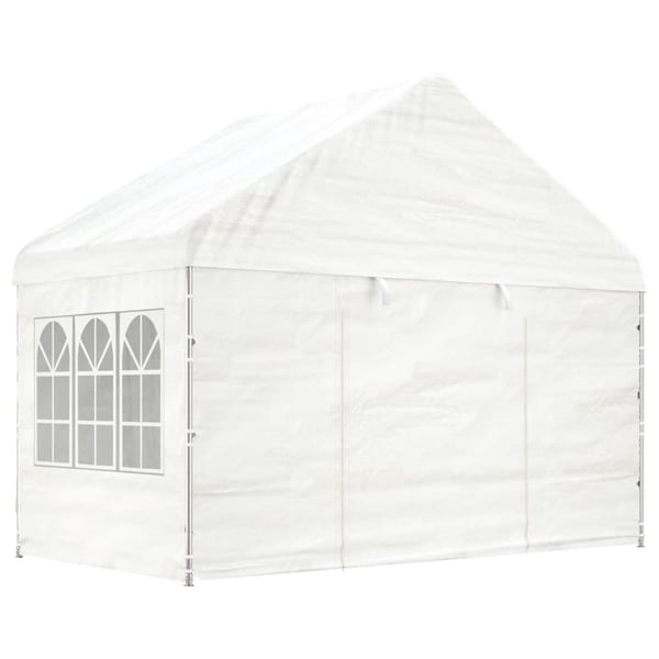 vidaXL Paviljong med tak hvit 6,69x4,08x3,22 m polyetylen