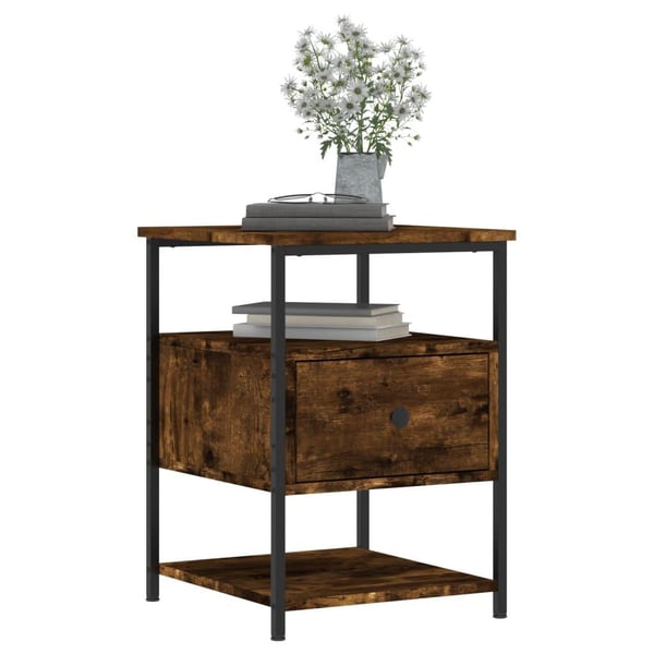 vidaXL Nattbord røkt eik 40x42x56 cm konstruert tre