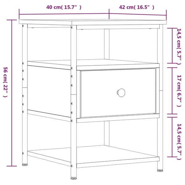 vidaXL Nattbord røkt eik 40x42x56 cm konstruert tre