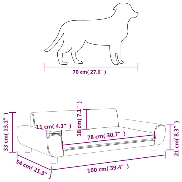 vidaXL hundeseng 100x54x33 cm velour lyserød
