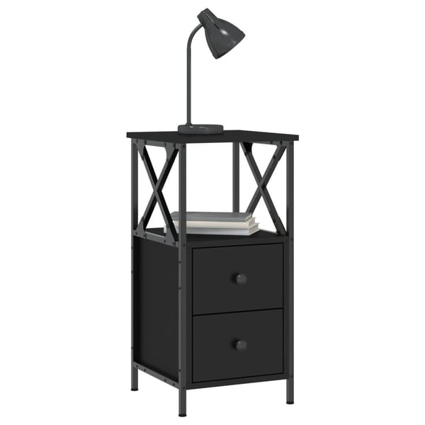 vidaXL Nattbord svart 34x35,5x70 cm konstruert tre