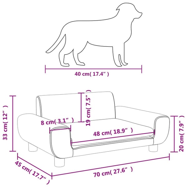 vidaXL hundeseng 70x45x33 cm velour blå
