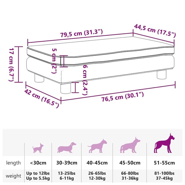 vidaXL hundeseng med forlængelse 100x50x30 cm kunstlæder cremefarvet