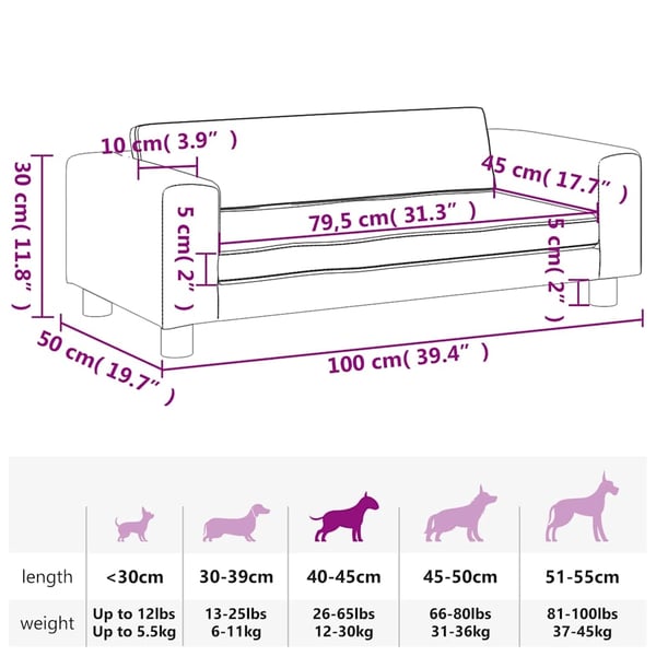 vidaXL hundeseng med forlængelse 100x50x30 cm kunstlæder grå