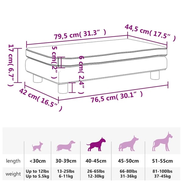 vidaXL hundeseng med forlængelse 100x50x30 cm kunstlæder grå