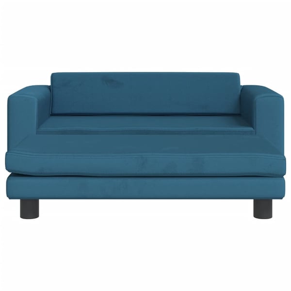 vidaXL Barnsoffa med fotpall blå 100x50x30 cm sammet