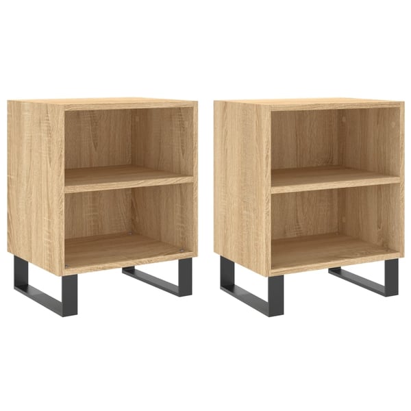 vidaXL sengeborde 2 stk. 40x30x50 cm konstrueret træ sonoma-eg