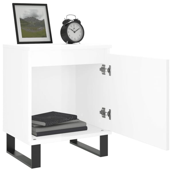 vidaXL sengeborde 2 stk. 40x30x50 cm konstrueret træ hvid højglans
