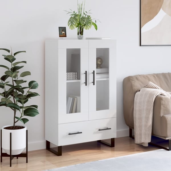 vidaXL skab 69,5x31x115 cm konstrueret træ hvid højglans