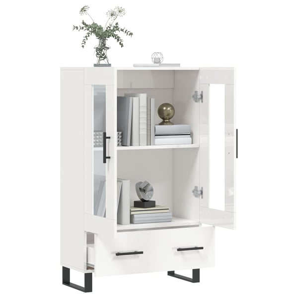 vidaXL skab 69,5x31x115 cm konstrueret træ hvid højglans