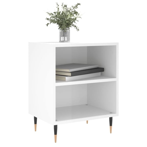 vidaXL sengeborde 2 stk. 40x30x50 cm konstrueret træ hvid højglans