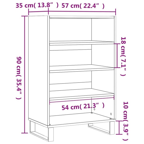 vidaXL Highboard røkt eik 57x35x90 cm konstruert tre