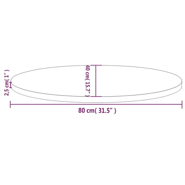 vidaXL Bordplate hvit 80x40x2,5 cm heltre furu oval